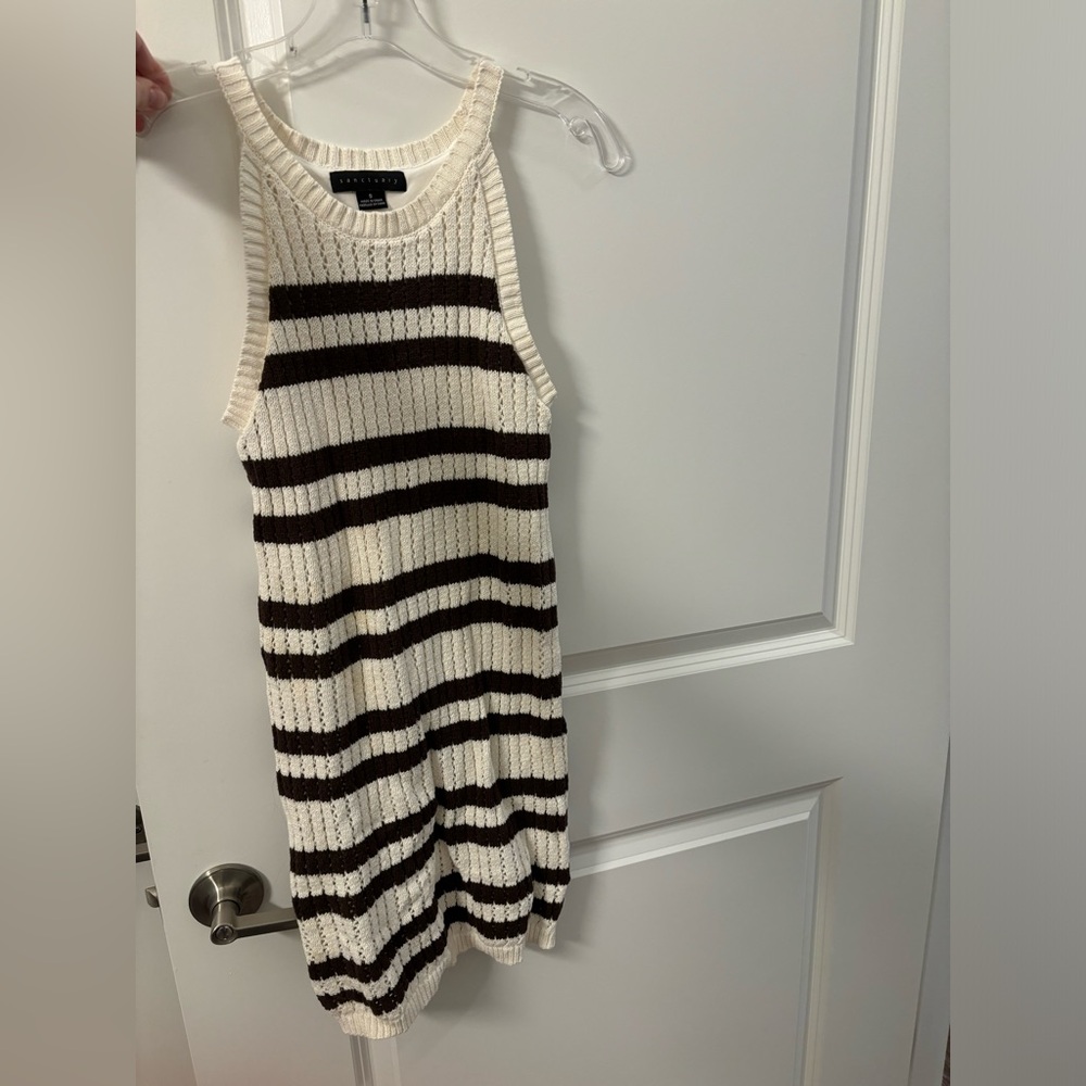 Brown and cream striped dress. Size small